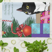 Weihnachtsbaum Tuxedo Cat Geschirrtuch (Gefaltet)