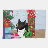 Weihnachtsbaum Tuxedo Cat Geschirrtuch (Horizontal)