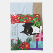 Weihnachtsbaum Tuxedo Cat Geschirrtuch (Vertikal)