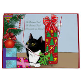 Weihnachtsbaum Tuxedo Cat Große Geschenktüte (Vorderseite)