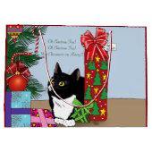 Weihnachtsbaum Tuxedo Cat Große Geschenktüte (Rückseite)