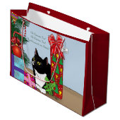 Weihnachtsbaum Tuxedo Cat Große Geschenktüte (Vorderseite Schrägansicht)
