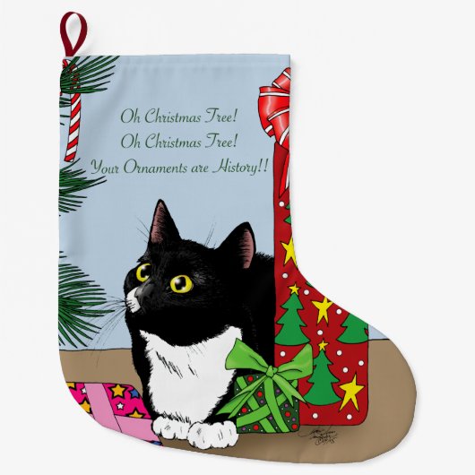 Weihnachtsbaum Tuxedo Cat Großer Weihnachtsstrumpf (Vorderseite)