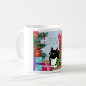 Weihnachtsbaum Tuxedo Cat Kaffeetasse (Vorderseite Links)