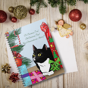 Weihnachtsbaum Tuxedo Cat Notizblock