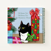 Weihnachtsbaum Tuxedo Cat Notizbuch (Rückseite)