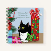 Weihnachtsbaum Tuxedo Cat Notizbuch (Vorderseite)