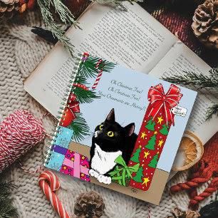 Weihnachtsbaum Tuxedo Cat Notizbuch