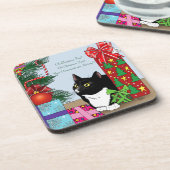 Weihnachtsbaum Tuxedo Cat Untersetzer (Linke Seite)