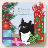 Weihnachtsbaum Tuxedo Cat Untersetzer (Vorderseite)