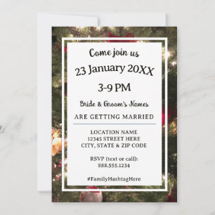 Weihnachtsbaum Twinkle Lights Familienhochzeit Fot Einladung