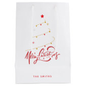 Weihnachtsbaum-Typografie-Script Minimalistisch Mittlere Geschenktüte (Rückseite)