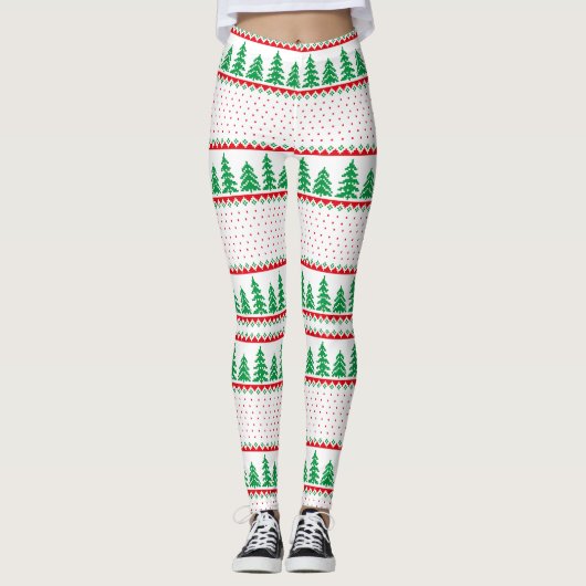 Weihnachtsbaum Ugly Sweater Rentier Leggings (Vorderseite)