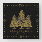 Weihnachtsbaum-Uhr Quadratische Wanduhr (Vorderseite)