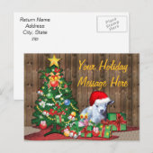 Weihnachtsbaum und Babyziege Feiertagspostkarte (Vorne/Hinten)