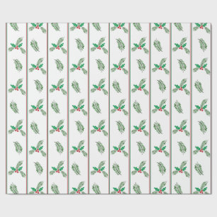 Weihnachtsbaum und Beeren mit Streifen Geschenkpapier