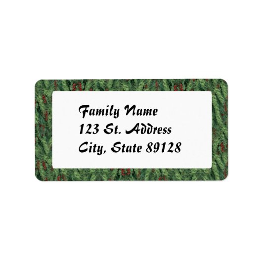 Weihnachtsbaum und Berries Adressaufkleber (Vorne)