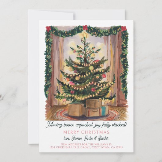 Weihnachtsbaum und bewegte Boxen Urlaubsmoving Ankündigung (Vorderseite)