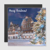 Weihnachtsbaum und Blackheads Haus in Riga Magnetkarte (Vorne/Hinten)