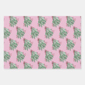 Weihnachtsbaum und Bow Pink Aquamarin Geschenkpapier Set (Vorderseite)