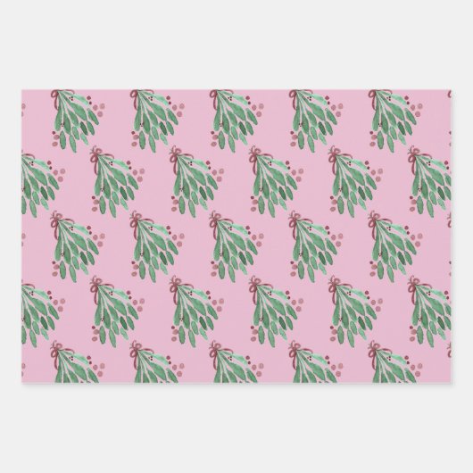 Weihnachtsbaum und Bow Pink Aquamarin Geschenkpapier Set (Vorderseite)
