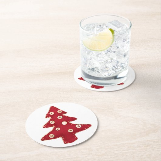Weihnachtsbaum und -Buttons Runder Pappuntersetzer (Vor Ort)