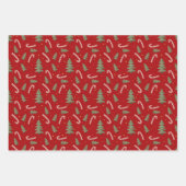Weihnachtsbaum und Candy Cane Red Geschenkpapier Set (Vorderseite)