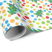 Weihnachtsbaum und Dots Muster Niedlich Retro Gesc Geschenkpapier (Rolleneckpunkt)