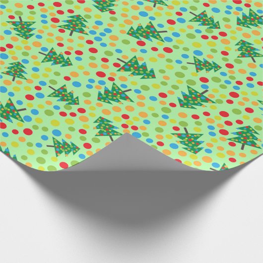 Weihnachtsbaum und Dots Muster Niedlich Retro Gesc Geschenkpapier (Ecke)