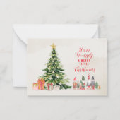 Weihnachtsbaum und Elfen Weihnachtskarte Mitteilungskarte (Vorderseite)