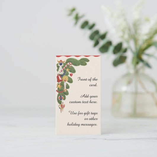 Weihnachtsbaum und Engel Dekorative Grenze Visitenkarte (Stehend Vorderseite)