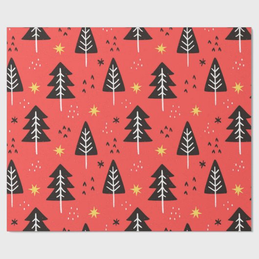 Weihnachtsbaum und Gelbsternpapier Geschenkpapier (Flach)