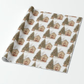 Weihnachtsbaum und gemütliche Winterhütte  Geschenkpapier (Ungerollt)