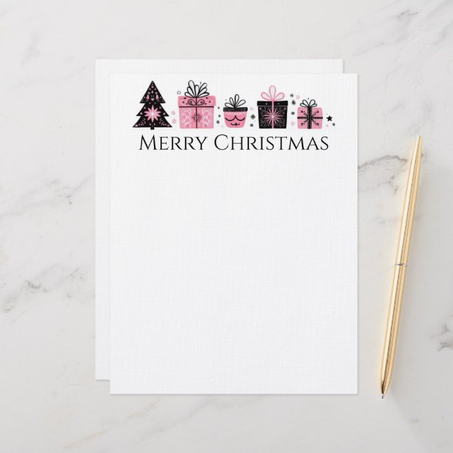 Weihnachtsbaum und Geschenkbriefe Briefbogen (Vorderseite/Rückseite Beispiel)