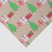 Weihnachtsbaum und Geschenke auf Beige Gewebe Papi Seidenpapier (Ausschnitt)