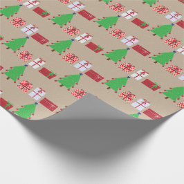 Weihnachtsbaum und Geschenke auf Beige Wrapping Pa Geschenkpapier