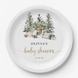Weihnachtsbaum und Geschenke Baby Shower Papierpla Pappteller