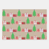 Weihnachtsbaum und Geschenke Blue Beige und farben Geschenkpapier Set (Vorderseite 2)