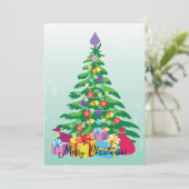 Weihnachtsbaum und Geschenke Einladung (Stehend Vorderseite)