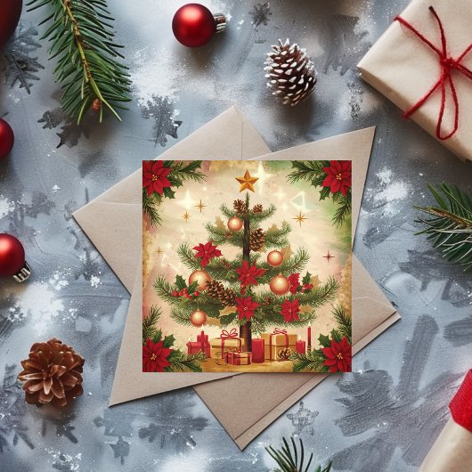 Weihnachtsbaum und Geschenke Feiertagskarte