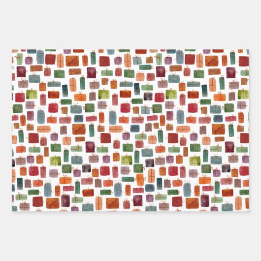 Weihnachtsbaum und Geschenke Geschenkpapier Set (Vorderseite)