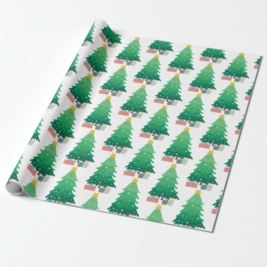 Weihnachtsbaum und Geschenke Grafik Geschenkpapier (Ungerollt)