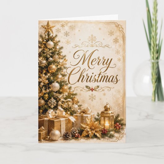 Weihnachtsbaum und Geschenke Karte (Vorderseite)