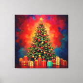 Weihnachtsbaum und Geschenke Kunst Leinwanddruck (Vorderseite)