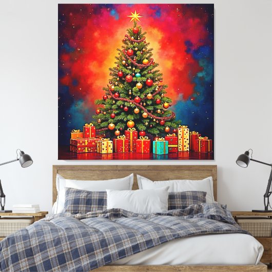 Weihnachtsbaum und Geschenke Kunst Leinwanddruck (Insitu (Schlafzimmer))