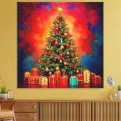 Weihnachtsbaum und Geschenke Kunst Leinwanddruck (Insitu (Wohnzimmer))