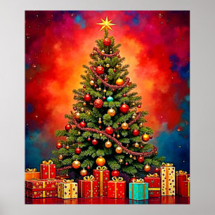 Weihnachtsbaum und Geschenke Kunst Poster