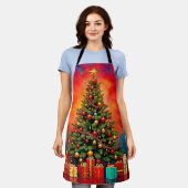 Weihnachtsbaum und Geschenke Kunst Schürze (Getragen)