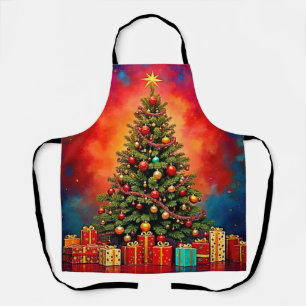 Weihnachtsbaum und Geschenke Kunst Schürze