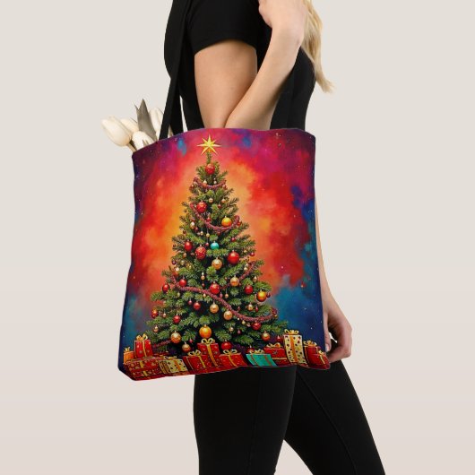 Weihnachtsbaum und Geschenke Kunst Tasche (Von Nahem)